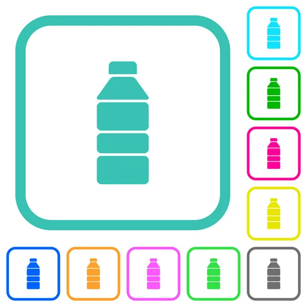 Water Bottle Vivid Colored Flat Icons Curved Borders White Background — Stock Vector