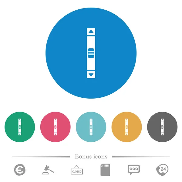 Barra Desplazamiento Vertical Iconos Blancos Planos Sobre Fondos Color Redondo — Archivo Imágenes Vectoriales