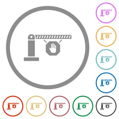 Beyaz arkaplanda yuvarlak çizgilerde dur işareti düz renk simgeleriyle kapalı bariyer