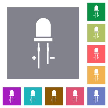 Basit renk kare arkaplanlarında diyot yassı simgeler yayıyor