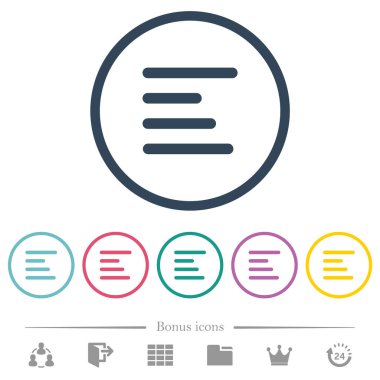 Metin düz renk simgelerini yuvarlak çizgilerde hizala. 6 bonus simgesi dahil.