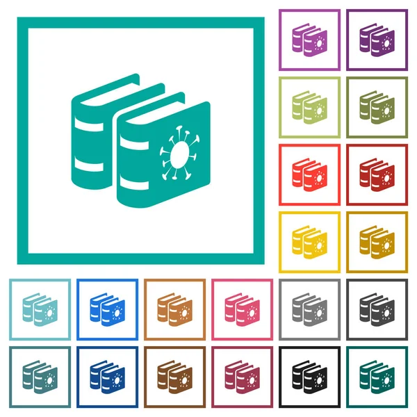 Documentation Covid Icônes Couleur Plates Avec Cadres Quadrants Sur Fond — Image vectorielle