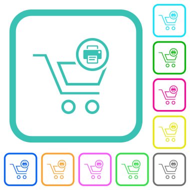 Beyaz arkaplanda eğri kenarlıklarda canlı renkli düz simgeleri yazdır