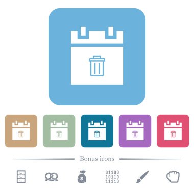 Renkli yuvarlak kare arkaplan üzerindeki beyaz düz simgeleri sil. 6 bonus simgesi dahil