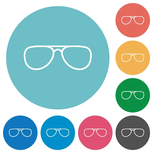 Gafas Planas Iconos Blancos Sobre Fondos Redondos Color — Vector de stock