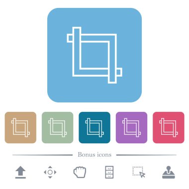 Renkli yuvarlak kare arkaplan üzerine beyaz düz simgeler. 6 bonus simgesi dahil