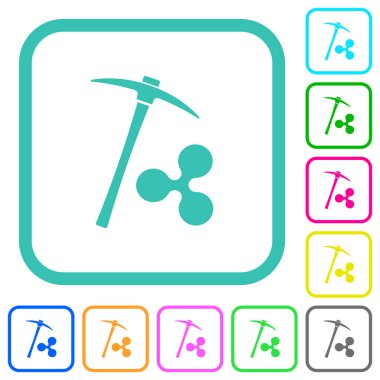 Dalgalanan kripto para birimi madenciliği beyaz arkaplandaki eğimli sınırlarda canlı renkli düz simgeler