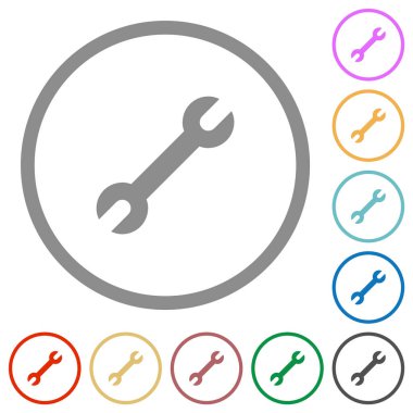 Beyaz arkaplanda yuvarlak çizgilerde tek anahtarlı düz renk simgeleri