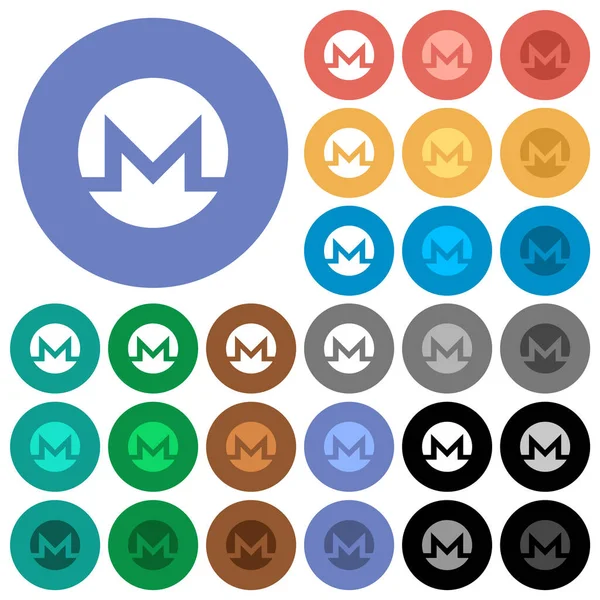 Monero Digital Cryptocurrency Multi Colored Flat Icons Backgrounds Included White — Stock Vector