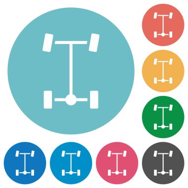 Yuvarlak renk arkaplan üzerinde arka diferansiyel düz beyaz simgeler