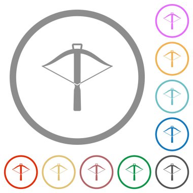 Beyaz arkaplanda yuvarlak çizgilerde arbalet düz renk simgeleri