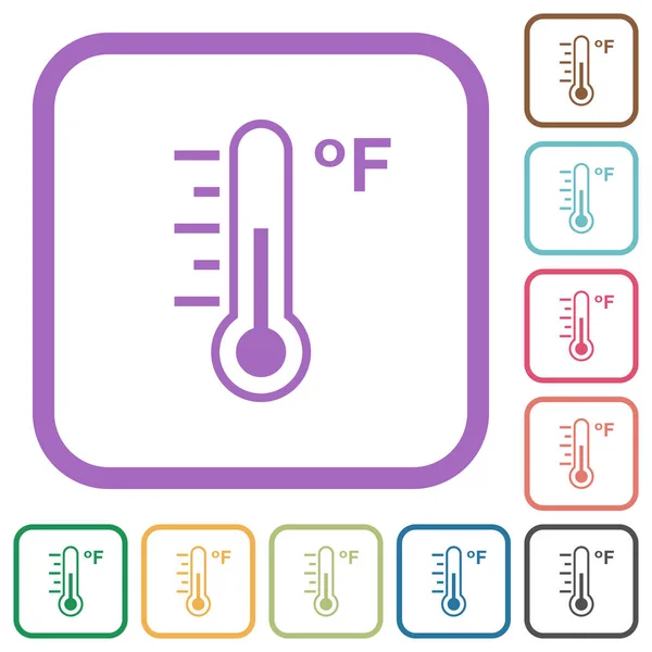 白底色圆形方格框架中的华氏温度计中温度简单图标 — 图库矢量图片