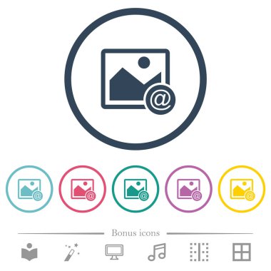 Resmi yuvarlak hatlarda e- posta düz renk simgeleri olarak gönder. 6 bonus simgesi dahil.