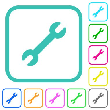 Beyaz arkaplan üzerinde eğri kenarlıklarda tek anahtarlı canlı düz simgeler