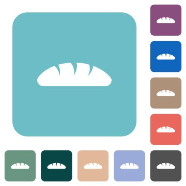 Renkli yuvarlak kare arkaplan üzerine beyaz düz simgeler