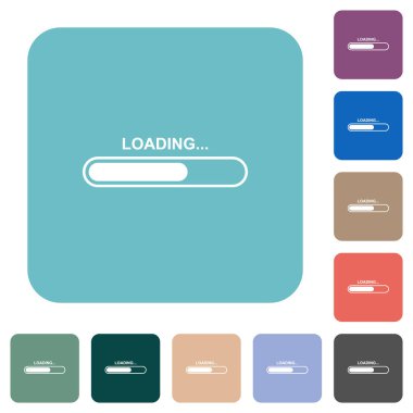 Renkli yuvarlak kare arkaplan üzerine beyaz düz simgeler yükleniyor