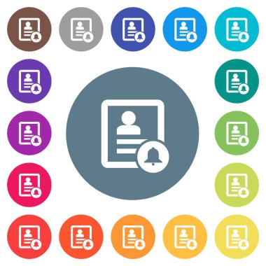 Yuvarlak renk arkaplanındaki bembeyaz simgelerle temas kurun. 17 arkaplan renk varyasyonu dahil.