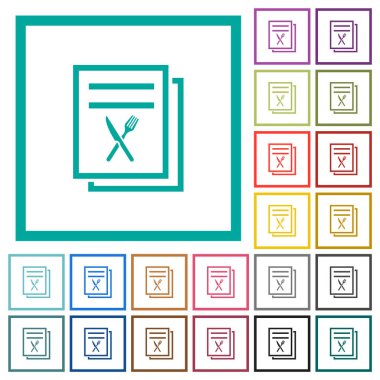 Beyaz arkaplanda çeyrek çerçeve içeren düz renk simgeleri