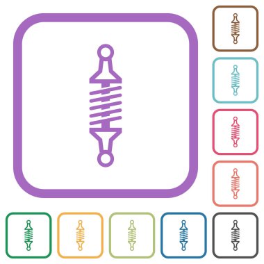 Emici ana hatlarını şok eden basit simgeler beyaz arkaplanda renkli yuvarlak kare çerçeveler halinde