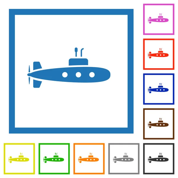 Boot Flache Farbsymbole Quadratischen Rahmen Auf Weißem Hintergrund — Stockvektor