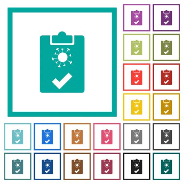 Kapsamlı test beyaz arkaplanda çeyrek çerçeve içeren düz renk simgelerini geçti