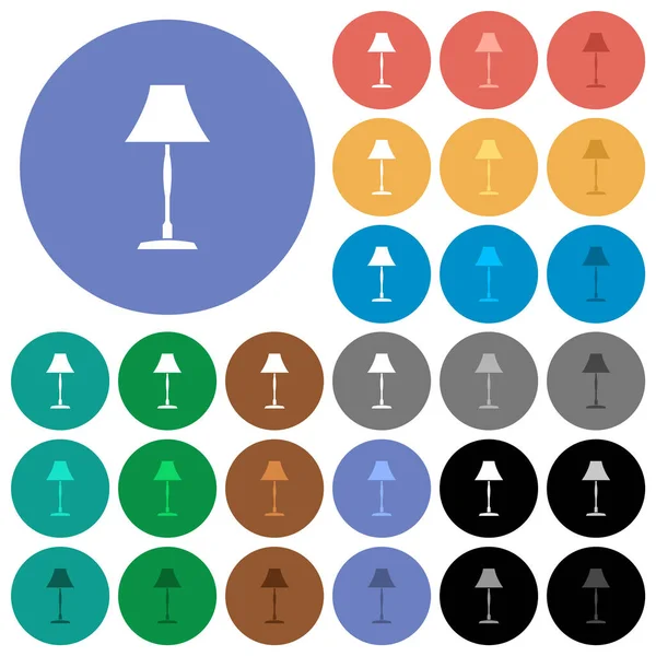 Abat Jour Debout Multicolore Icônes Plates Sur Des Fonds Ronds — Image vectorielle