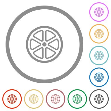 Beyaz arkaplanda yuvarlak hatlı limon dilimi düz renk simgeleri