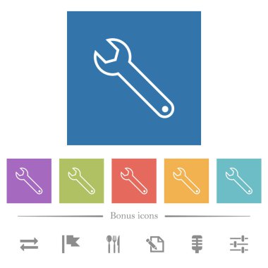 Tek anahtarlı düz beyaz simgeler kare arkaplanlarda. 6 bonus simgesi dahil.