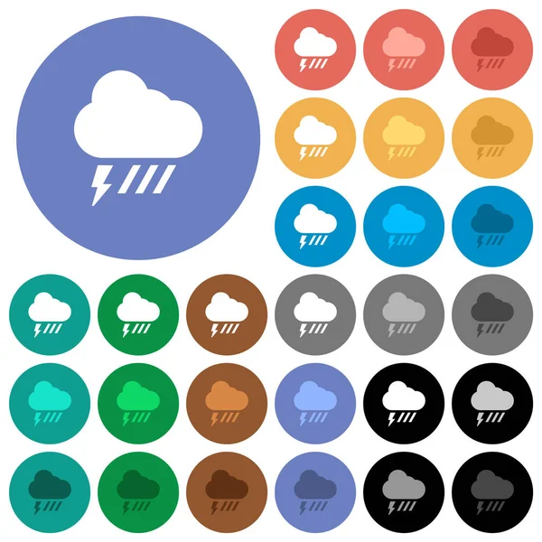 Stormy Downpour Weather Multi Colored Flat Icons Backgrounds Included White — Stock Vector