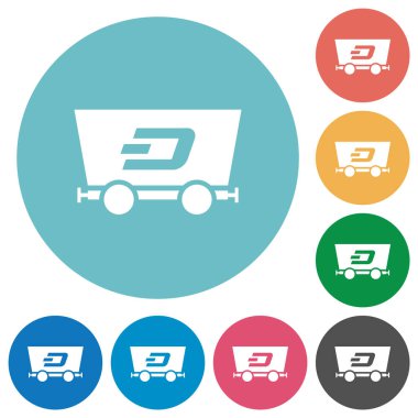 Dash criptocurrency madencilik düz beyaz simgeler yuvarlak renk arkaplan