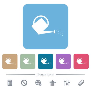 Renkli yuvarlak kare arka planlarda beyaz düz simgeler. 6 bonus simgesi dahil