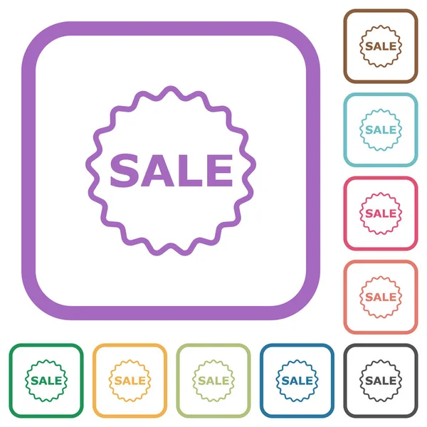 Sale Badge Outline Einfache Symbole Farbe Gerundeten Quadratischen Rahmen Auf — Stockvektor