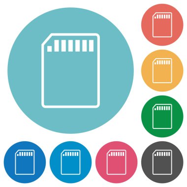 SD hafıza kartı yuvarlak renk arkaplanındaki düz beyaz simgeleri özetliyor