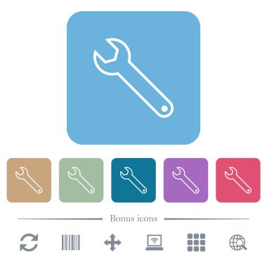 Renkli yuvarlak kare arka planlarda tek anahtarlı düz beyaz simgeler. 6 bonus simgesi dahil