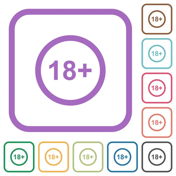 Dozwolone Powyżej Lat Tylko Proste Ikony Kolorze Zaokrąglone Kwadratowe Ramki — Wektor stockowy
