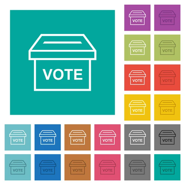 Ballot Box Outline Multi Colored Flat Icons Plain Square Backgrounds — Stock Vector