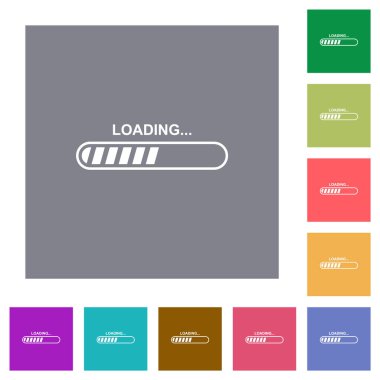 Basit renk kare arkaplanlarına düz simgeler yükleniyor