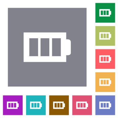 Basit renk kare arkaplan üzerinde üç adet düz simge taşıyan tam batarya