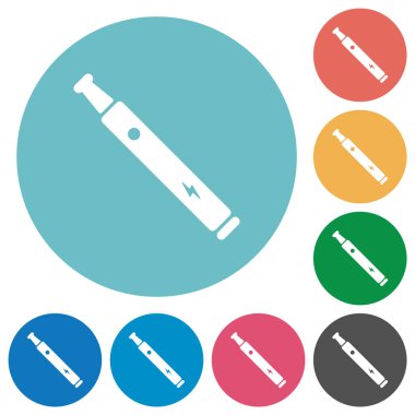 Elektronik sigara katıksız düz beyaz simgeler yuvarlak renkli arkaplanlar