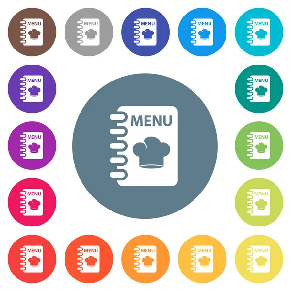 Menu Chef Hat Flat White Icons Color Backgrounds Background Color — Διανυσματικό Αρχείο