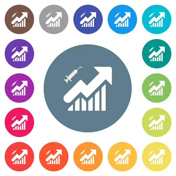 Oltási Grafikon Lapos Fehér Ikonok Kerek Színű Hátterek Háttér Színváltozatok — Stock Vector