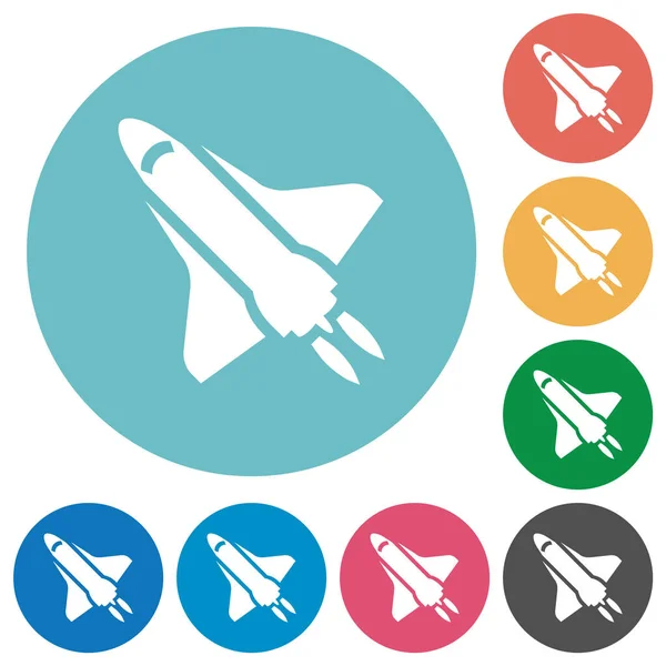 Space Shuttle Propulsion Flat White Icons Color Backgrounds — Διανυσματικό Αρχείο