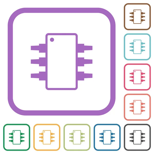 Geïntegreerde Schakeling Alternatieve Versie Eenvoudige Pictogrammen Kleur Afgeronde Vierkante Frames — Stockvector