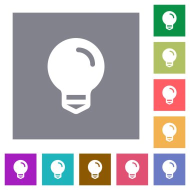 Basit renk kare arkaplanlarında düz ampul simgeleri