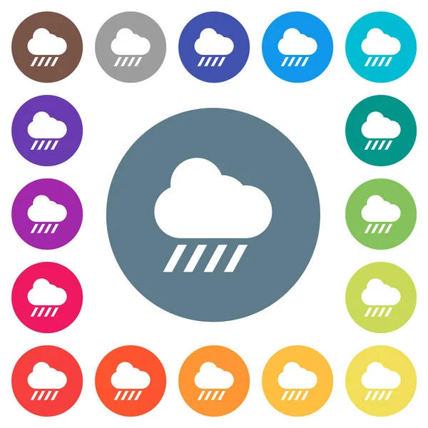 Downpour Weather Flat White Icons Color Backgrounds Background Color Variations — Stock Vector