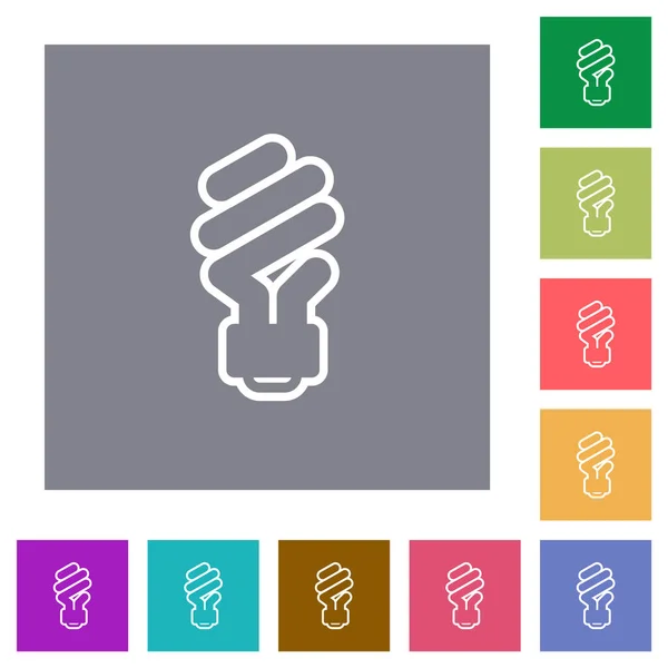 Energy Saving Fluorescent Light Bulb Outline Flat Icons Simple Color — Stock Vector