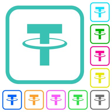 Beyaz arkaplan üzerinde eğri kenarlı dijital kripto para birimi canlı düz simgelerini bağla