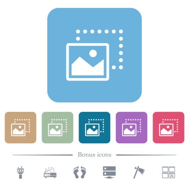 Renkli yuvarlak kare arkaplanlarda resmi sol alttaki düz simgelere sürükleyin. 6 bonus simgesi dahil