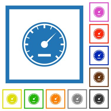 Beyaz arkaplanda kare çerçeveler halinde düz düz renk simgeleri