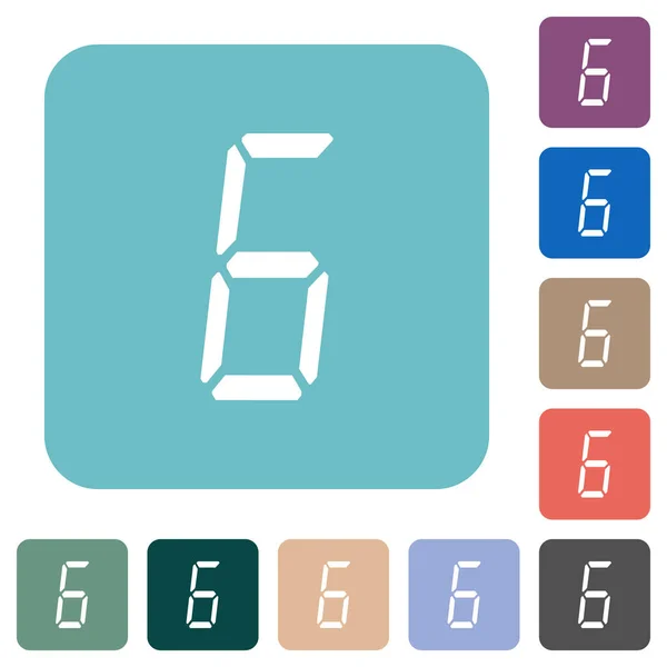 Digital Number Six Seven Segment Type White Flat Icons Color — 图库矢量图片